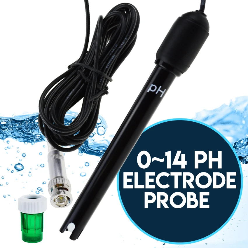 0–14 pH-Elektrodensonde, BNC-Anschluss, 300 cm Kabel für PH-Meter-Monitor-Controller für Aquarium, Hydrokultur, Pflanzen, Pool, Spa Image