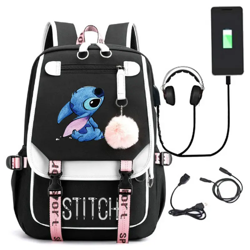 2024 Disney point Mochila Feminina sac à dos Usb charge sacs d'école adolescentes garçons sac à dos pour ordinateur portable femmes voyage sacs à dos