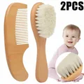 Ensemble de brosses à cheveux et de peignes pour bébé peigne en bois pour nouveau-né massage des