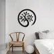 Autocollant Mural en Métal Noir Arbre de Vie Décoration Extérieure en Métal pour Jardin