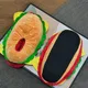 Pantoufles hamburger CheE1 en peluche 2 pièces dessin animé nouveauté chaussure de maison