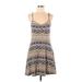 Xhilaration Casual Dress - Mini: Gray Print Dresses - Women's Size Large