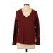 Sonoma Goods for Life Long Sleeve T-Shirt: Burgundy Tops - Women's Size Large