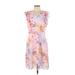 Elie Tahari Casual Dress - Sheath: Pink Paint Splatter Print Dresses - New - Women's Size 10