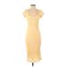 Casual Dress - Sheath: Yellow Solid Dresses - Women's Size X-Small