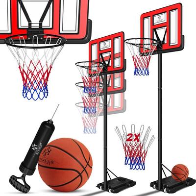 Basketballkorb Premium mit Ständer Rollen Inkl. Basketball + Pumpe verstellbare Korbhöhe 230 bis