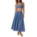 Maddox Denim Bra Top & Maxi Skirt Set