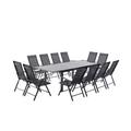 Table de jardin et 12 chaises en aluminium gris