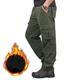 Herren Cargohose Cargohosen Fleecehosen Arbeitshose Tasche Multi Pocket Höhenanstieg Einfarbig tragbar Draussen Wadenlänge Outdoor Casual Klassisch Groß und hoch Lockere Passform Schwarz Armeegrün