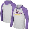 T-shirt à capuche à manches longues Colosseum Heather Grey LSU Tigers Hasta La Vista Raglan pour hommes - Homme Taille: M