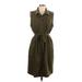 Caslon Casual Dress - Shirtdress V-Neck Sleeveless: Green Dresses - Women's Size Large