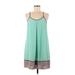 She + Sky Casual Dress - Shift: Green Color Block Dresses - Women's Size Medium