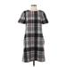 Line & Dot Casual Dress - Midi: Gray Plaid Dresses - Women's Size Small