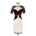 Karen Millen Casual Dress - Bodycon: Ivory Graphic Dresses - Women's Size Small