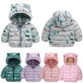 Godderr Newborn Kids Cartoon Winter Jacket Printed Winter down Coats for Boys Girls 9M-5Y Hooded Lightweight Short down Jacket Zipper Tops Fall Winter down Coats Outerwear