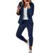 knqrhpse Lounge Sets for Women Workout Sets Two Piece Suit Set Office Business Jacket Pant Suit Trouser Jacket Suit Cargo Pants Women Two Piece Sets for Women Sweat Suit 2 Piece Set blue S