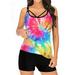 tankini swimsuits for women Swimdress Tie-Dye Swimsuits Two Piece Multi Color Print Panty Set Womens and Swimwears Tankinis Sets