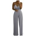 knqrhpse Jumpsuits For Women Womens Pants Jumpsuit Soild Top Women Sling Pants Wide Rompers Pearl Leg Cargo Pants Women Grey XL