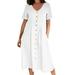 Women s Casual Dress Summer Dresses 2023 Solid V Neck Summer Casual Dresses for Women