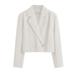 PIKADINGNIS Fashion Women Short Blazer Korean Office Work Notched Collar Jacket Ladies Solid Long Sleeve Double Breasted Blazers