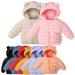 Godderr Boys Girls Bear Printing Down Coats Hooded Cardigan Jacket Knit Top Zipper Winter Down Coats Long Sleeve Solid Color Down Jacket for Baby Toddler 6M-5Y