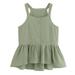 wendunide tank top for women Women Casual Top Solid Color Blouse Sleeveless Pleated Ruffle Hem Button Sleeveless Tank Top Womens Tanks Green L