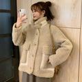 PIKADINGNIS Winter New Lamb Wool Coat for Women Korean Turndown Collar Cashmere Jacket Female Loose Thick Warm Casual Overcoat