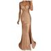 knqrhpse Maxi Dress Casual Dress Long Gold Party Women Dress Ball Evening Gown Bridesmaid Sequin Prom V Neck Women s Dress Womens Dresses Gold Dress L