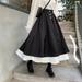 PIKADINGNIS Autumn Vintage High Waist Skirt Women Academy Style Black White A-line Long Skirts Female Korean Half Length Skirt