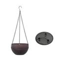 Cogfs Plastic Hanging Planters Round Hanging Baskets Plant Containers with Chain for Plants Flowers Indoor Outdoor Garden Decoration Brown