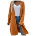 iOPQO sweaters for women Women s Cardigan Mid Length Style Cardigan Sweater Coat New Style Autumn And Winter Women s Cardigan Yellow L