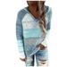 knqrhpse Women s Sweaters Hoodies for Women Fashion Casual Sweater Patchwork Blouse Tops Long Sleeves Women V-Neck Hooded Women s Blouse Fall Sweaters Sky Blue Sweaters for Women XXL
