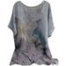 iOPQO womens t shirts Summer Womens Short Sleeve Crew Neck Floral Printed Loose Top T Shirts Casual Tunic Tee Blouse t shirts for women Grey + XXL