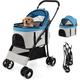 Costway - Poussette pour Chien Pliable 3 en 1 avec Panier de Rangement Amovible, Poussette Buggy