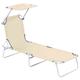 Outsunny Folding Chair Sun Lounger w/ Sunshade Garden Recliner Hammock Beige, Beige