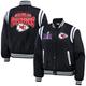 Women's WEAR by Erin Andrews Black Kansas City Chiefs Super Bowl LVIII Champions Lightweight Varsity Bomber Jacket