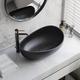 Bathroom Stone Resin Oval Vessel Sink Modern Art Sink Matte Black with Pop Up Drain