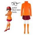 (long) Scooby Doo Movie Velma Dinkley Adult Role Play Halloween Christmas Party Set Wig