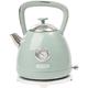 Bristol Green Electric Kettle | 1.7L Rapid Boil with Quiet Operation | Cordless Design | Stainless Steel with Temperature Dial | 3000W