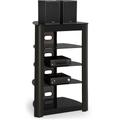 Centurion Supports Zinnia 5-Shelf Black Glass Shelves with Gloss Black Fascia Flat Screen TV / Hi-Fi / AV Rack Glass Stand