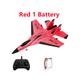 (Red) RC Plane SU-35 With LED Lights Remote Control Flying Model Glider Aircraft 2.4G Fighter Hobby Airplane EPP Foam Toys Kids Gift