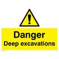 Viking Signs WC489-A3L-V"Danger Deep Excavations" Sign, Vinyl, 300 mm H x 400 mm W