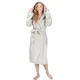 Monhouse Womens Dressing Gown - Soft & Cosy Long Bathrobe - Ladies Flannel Luxury Housecoat - Fluffy Spa Robe - Silver Uk 16-18