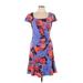 Adrianna Papell Casual Dress - Wrap: Blue Floral Motif Dresses - Women's Size 10