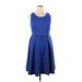 ELOQUII Casual Dress - A-Line: Blue Solid Dresses - New - Women's Size 14 Plus