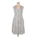 Ann Taylor LOFT Outlet Casual Dress - Shirtdress: Gray Stripes Dresses - New - Women's Size 14