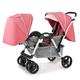 Double Stroller Pushchairs for Twins,Foldable Twin Tandem Stroller with Adjustable Backrest,Lightweight Twin Stroller with Aluminum Frame and Storage Basket (Color : Pink)