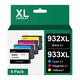 LOFBLAT 932XL 933XL Druckerpatronen Ersatz für HP 932 XL 933 XL Druckerpatronen Multipack für HP Officejet 6600 6700 6100 7110 7510 7610 7612 (4er-Pack 1 Schwarz 1 Cyan 1 Magenta 1 Gelb)