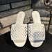 Michael Kors Shoes | Michael Kors Augustine White Faux Leather Mesh-Woven Slides Slipon Sandal Size 9 | Color: White | Size: 9