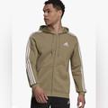 Adidas Shirts | Adidas Essentials Fleece 3-Stripes Full-Zip Hoodie Olive Green/White H12169 Sz S | Color: Green | Size: S